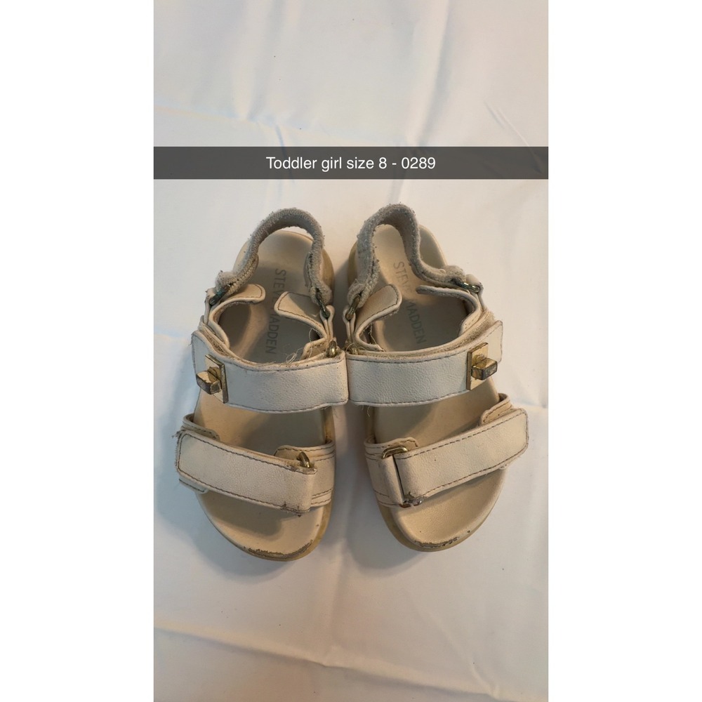 Steve Madden Toddler Girl Size 8 Cream Double Strap Sandals Gold Hardware 0289